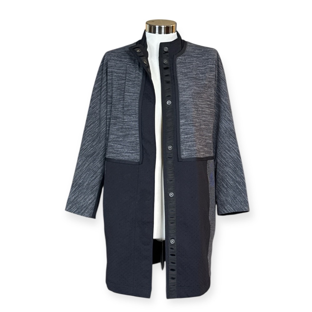 LULULEMON XS SHINE DOT BLACK DIAMOND JACQUARD SPACE DYE BLACK COCOON CAR COAT - Picture 5 of 14